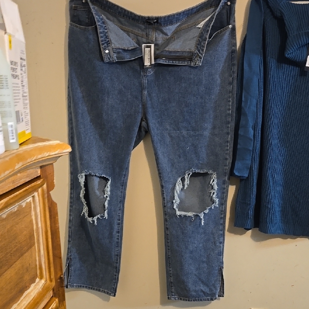Distressed Blue Jeans